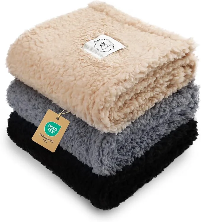 Official 1 Pack 3 Calming Blankets Fluffy Premium Fleece Pet Blanket Soft Sherpa Throw Versatile