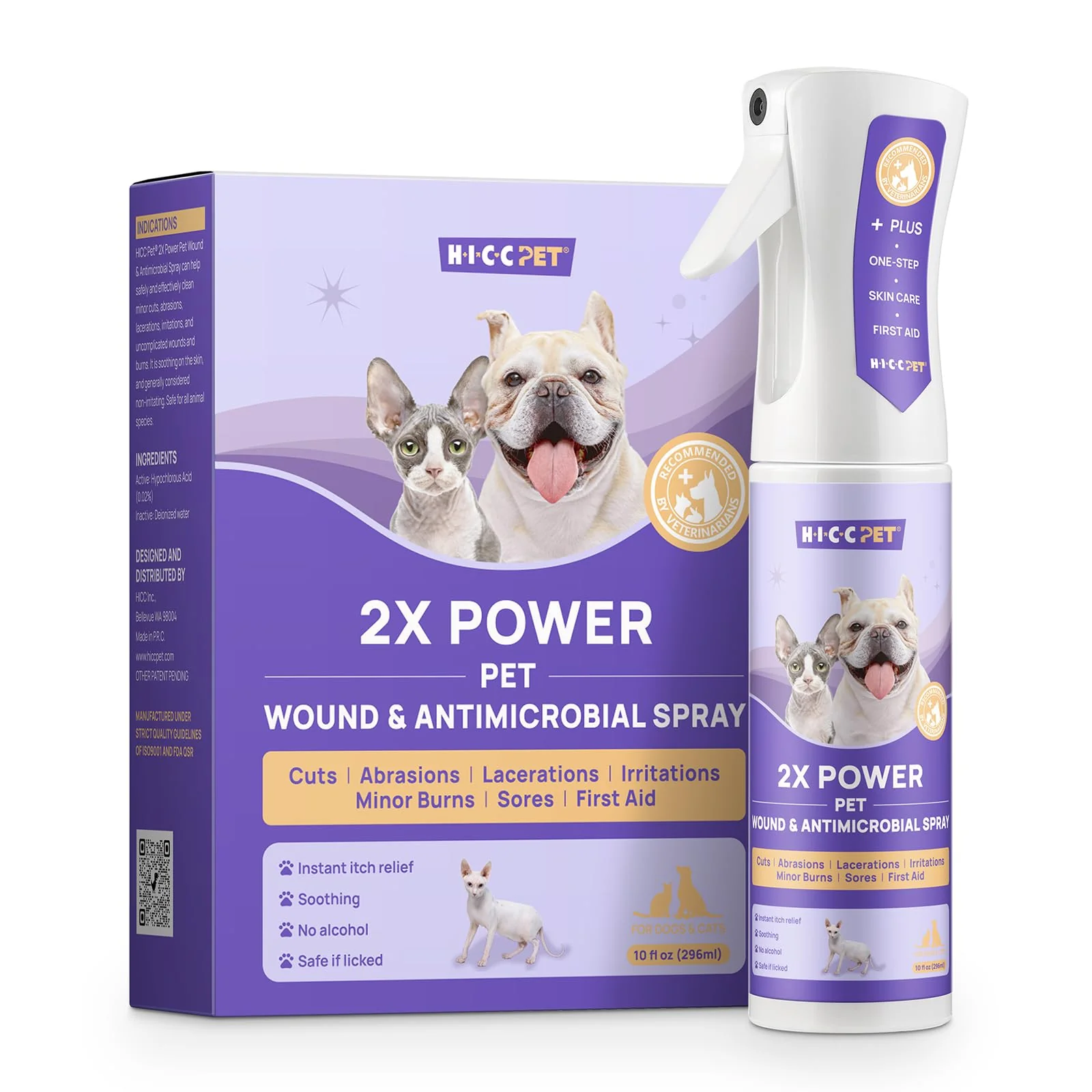 Crafted HICC PET Hot Spot Treatment Spray for Dogs Cats — 2X Strength 10 fl oz Practical