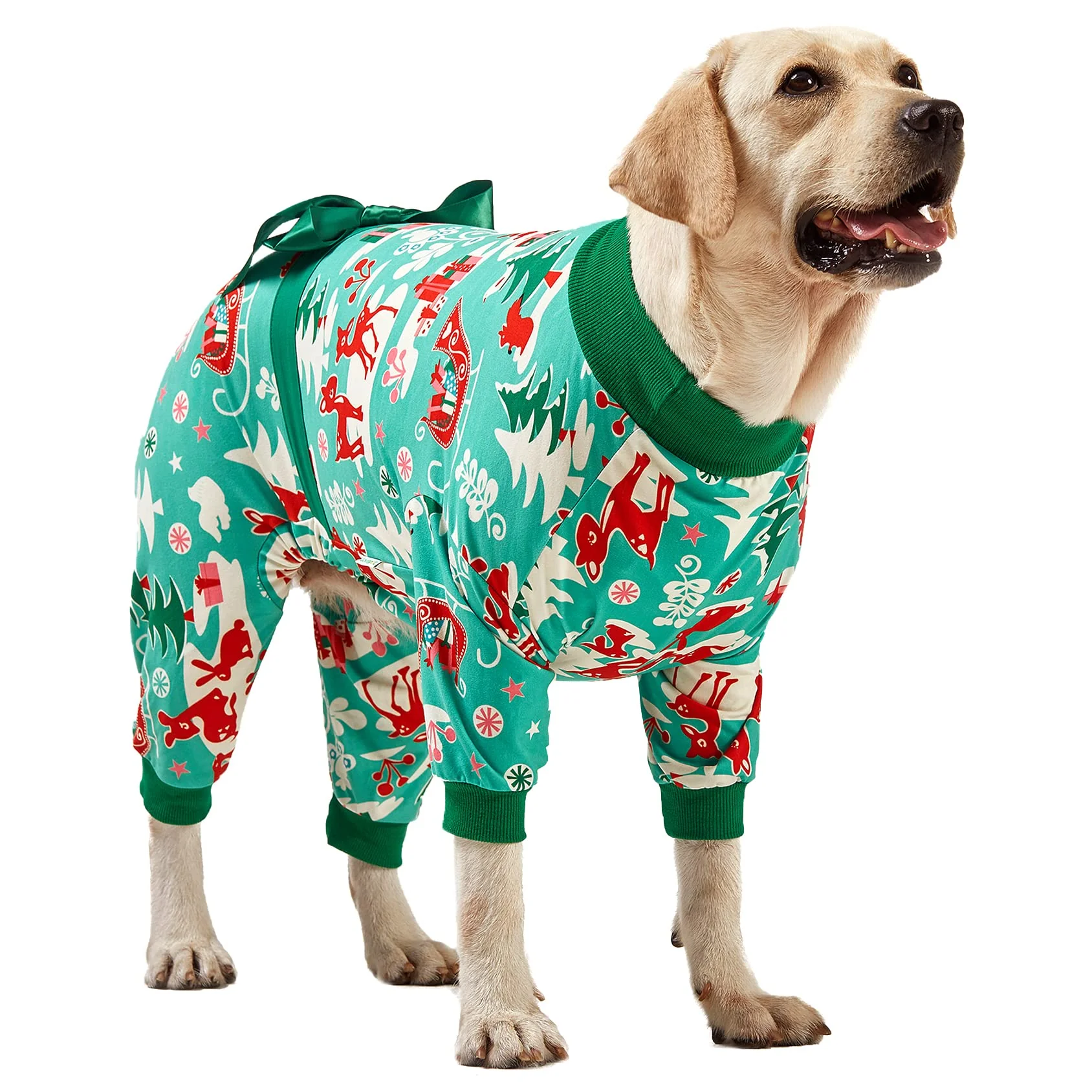 Genuine LovinPet Large Dog Christmas Pajamas – Aqua Prints for Big Dogs 2XL Relaxed