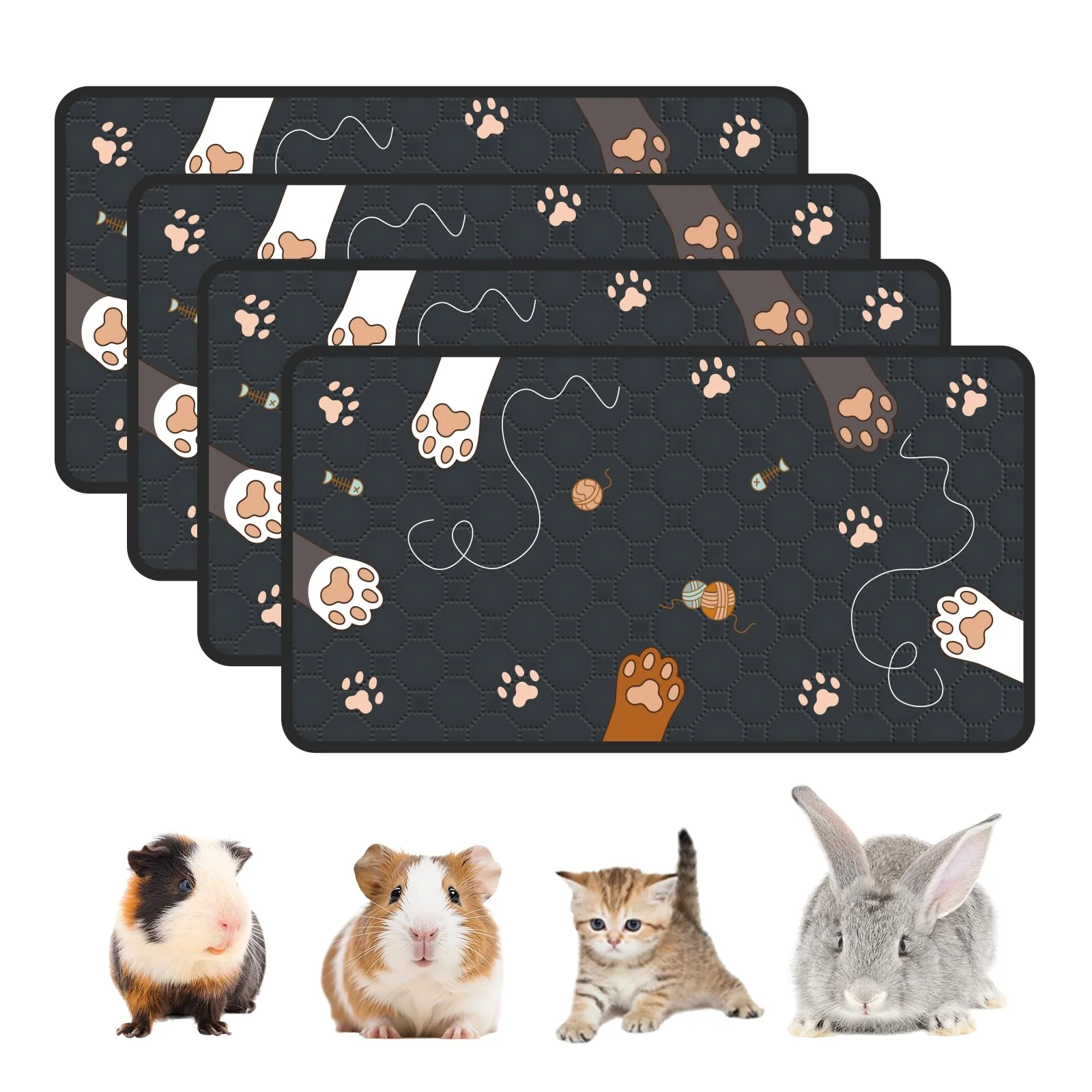 Refined MODESLAB 4-Pack Guinea Pig Cage Liner – Ultra-Absorbent Washable Non-Slip Pee Pads Reliable