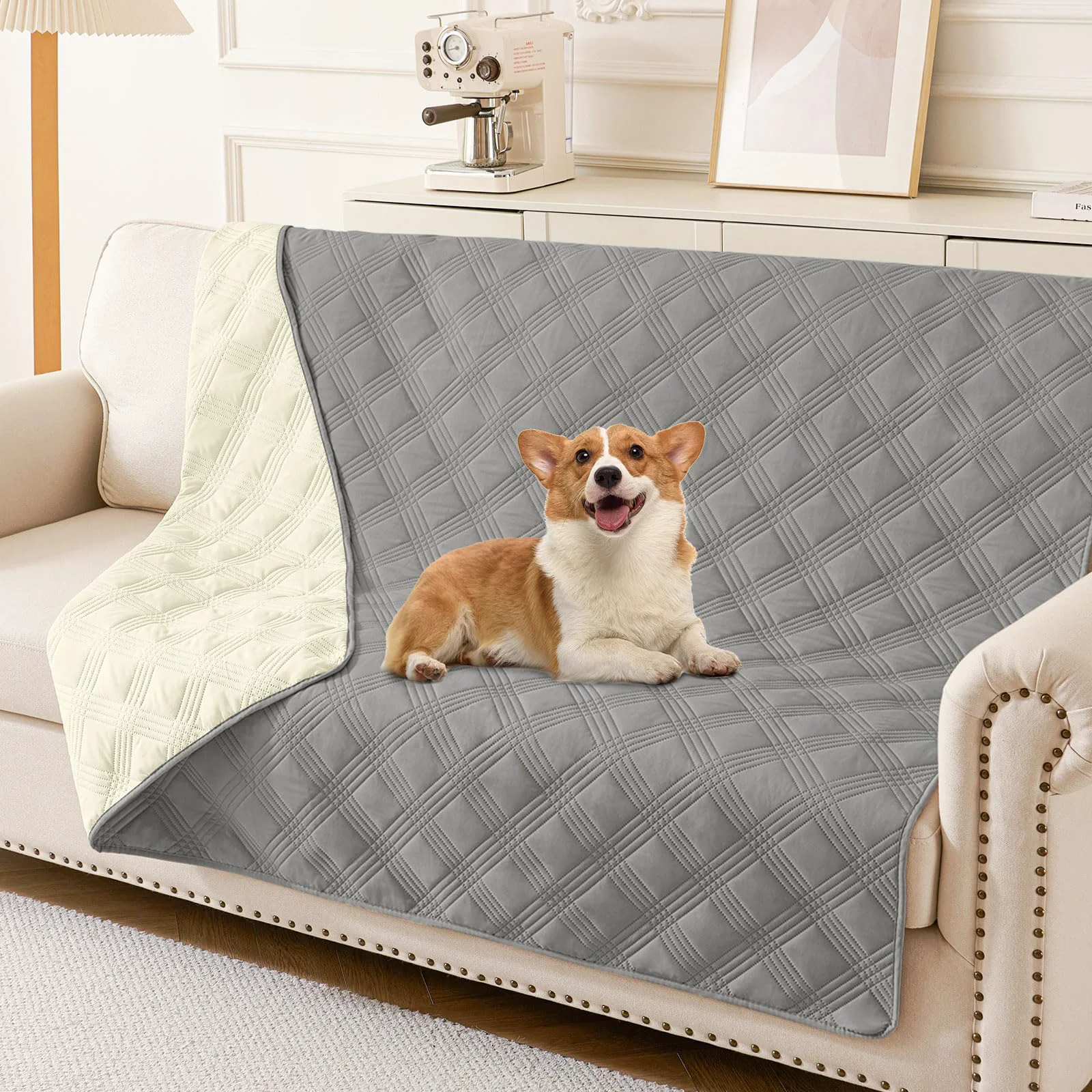 Proven hyha Waterproof Dog Blanket - Reversible Sofa Cover 68x82 Grey Beige Fashionable