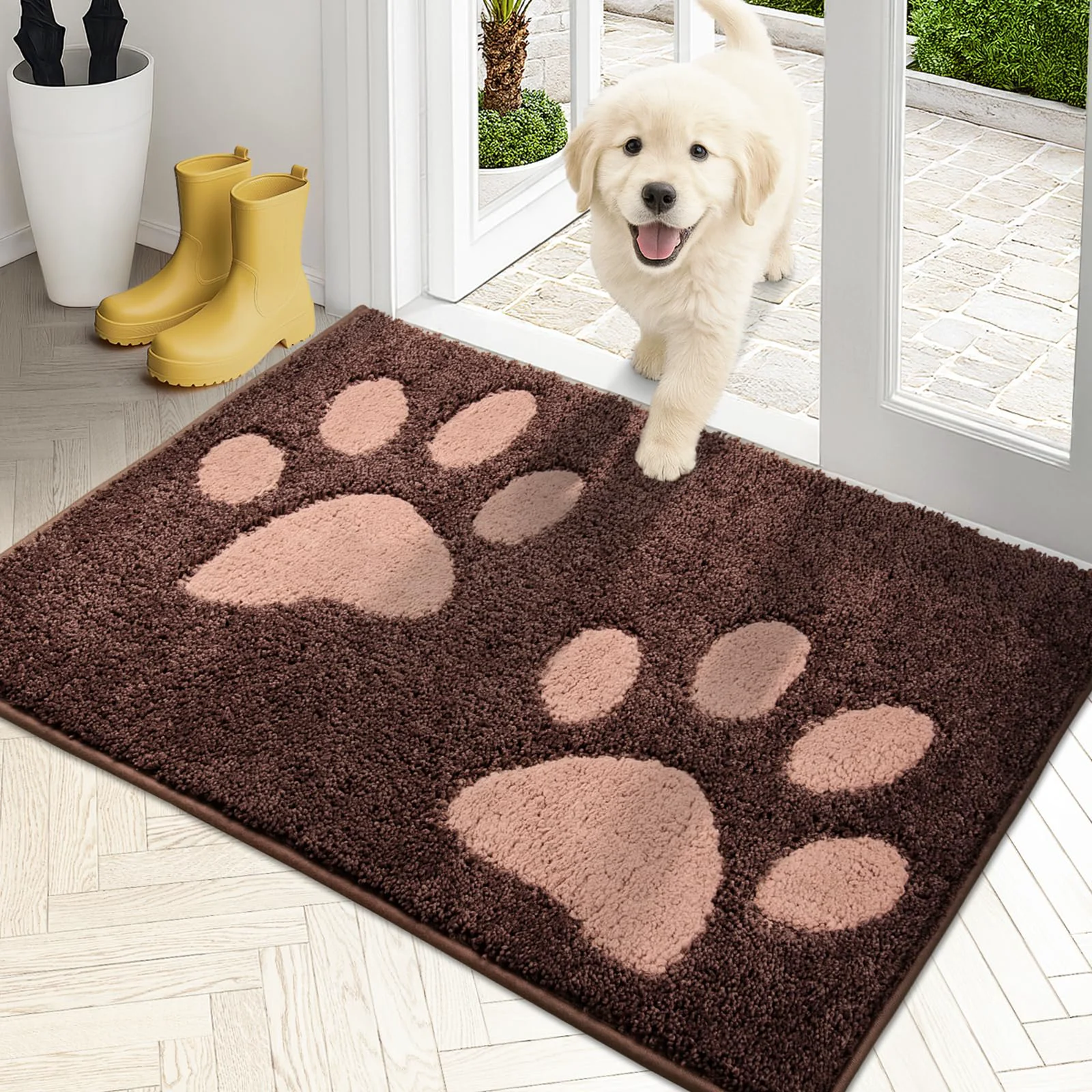 Solid PURRUGS Dirt Trapping Door Mat 20-by-31.5-Inch Non-Slip Machine Washable Microfiber Entry Rug Crafted