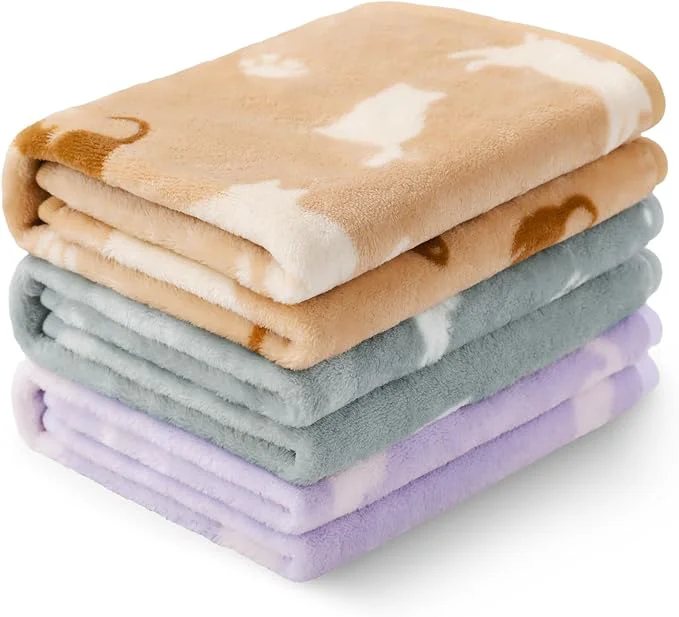 Sophisticated Luciphia 1 Pack 3 Cat Printed Fleece Pet Blankets Washable，Soft Warm Throw Flexible
