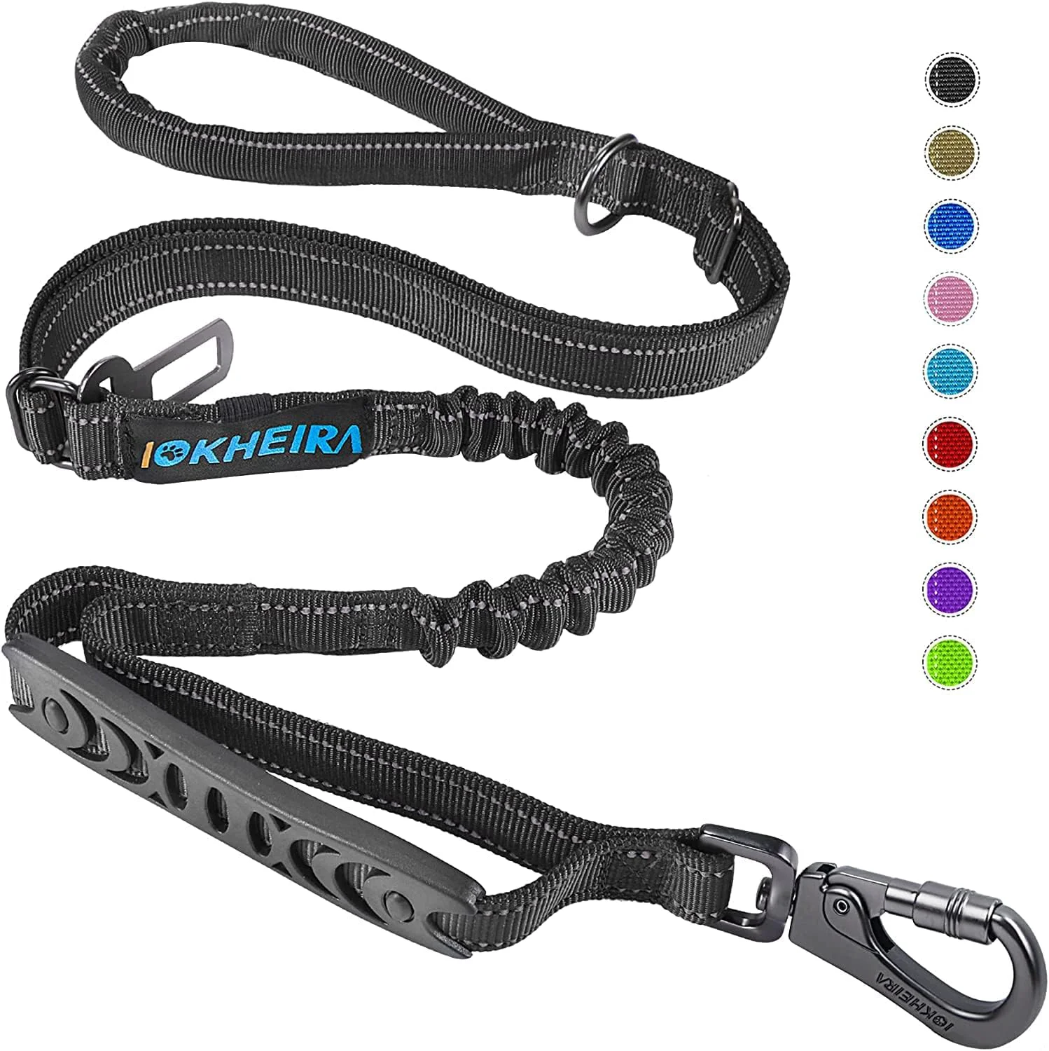 Versatile IOKHEIRA 6Ft 4Ft Dog Leash Rope for Large Dogs Heavy Duty with Comfortable Padded Handle and Highly Reflective Threads 4-in-1 Multifunctional Dog Leashes with Car Seat Belt for Training Black Artisan