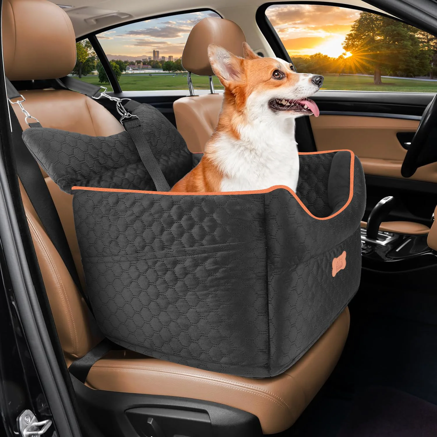 Trusted EUHAMS Dog Car Seat - Memory Foam Booster for Small Dogs Up to 25 lbs Solid