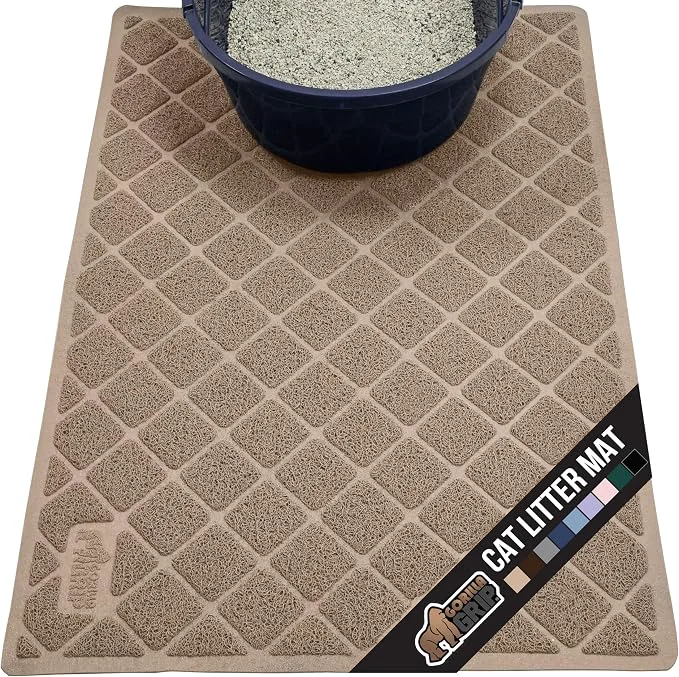 Unique GORILLA GRIP Cat Litter Box Mat Water Resistant US Designed Kitty Litter Trendy