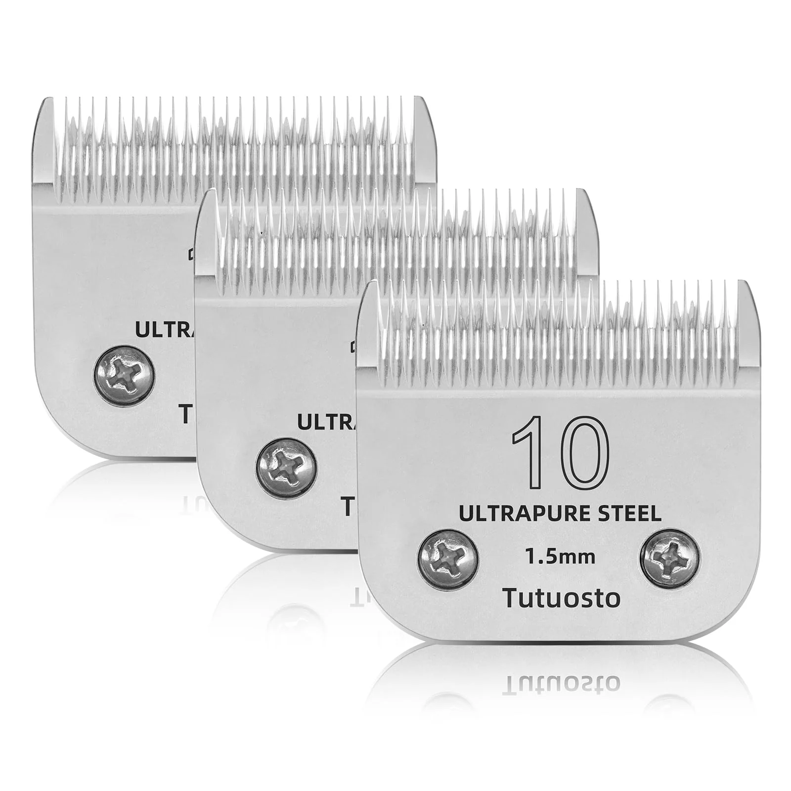 Reusable Tutuosto 10 Clipper Blades – Pet Grooming Blades for Andis Wahl Oster 3 pcs Fine
