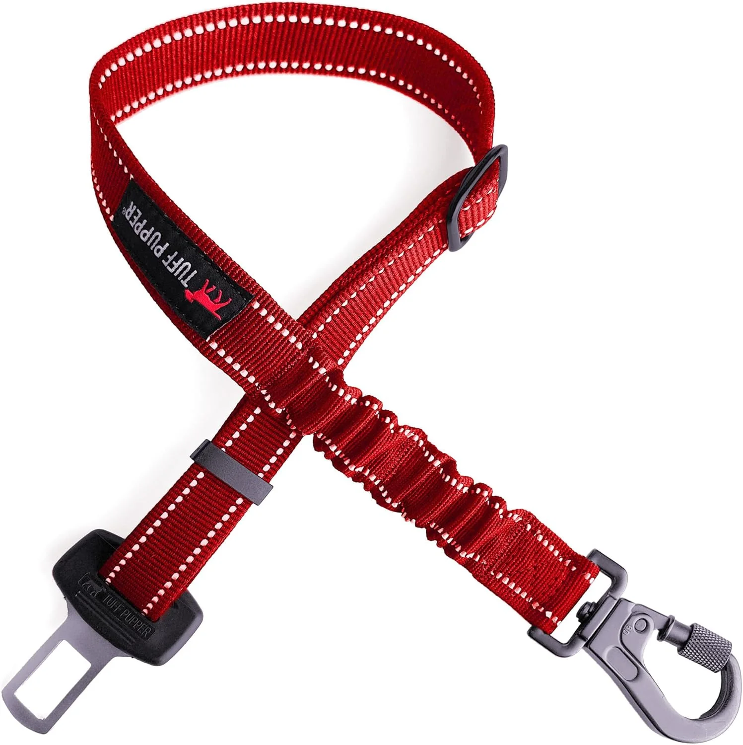 Contemporary Tuff Pupper Dog Seat Belt Adjustable Length Dog Seatbelt Restraint Tangle- Locking Carabiner Shock-Absorbing Bungee Reflective Stitching for Visibility Universal Fit for Cars Trucks Stylish