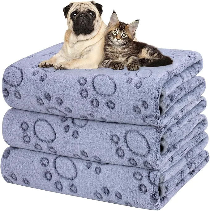 Flexible Dono 1 Pack 3 Dog Blankets Soft Fluffy Fleece Pet Blanket Warm Sleep Mat Paw Classic