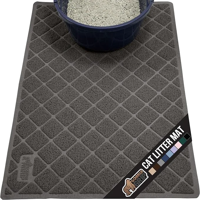 World-Class GORILLA GRIP Cat Litter Box Mat Water Resistant US Designed Kitty Litter Convenient