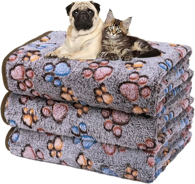 Comfortable Dono 1 Pack 3 Dog Blankets Soft Fluffy Fleece Pet Blanket Warm Sleep Mat Paw Pure