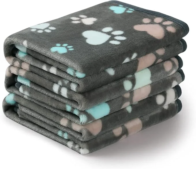 Superior Luciphia 1 Pack 3 Blankets Fluffy Premium Fleece Pet Blanket Flannel Paw Certified