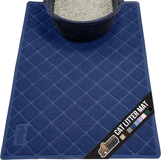 Refined GORILLA GRIP Cat Litter Box Mat Water Resistant US Designed Kitty Litter Stylish