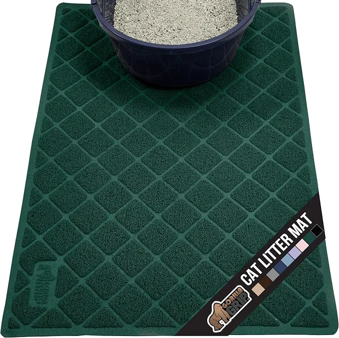 Certified GORILLA GRIP Cat Litter Box Mat Water Resistant US Designed Kitty Litter High-Quality
