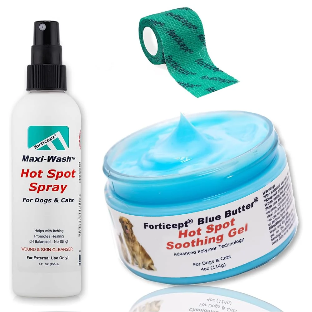 Responsible Forticept Hot Spot Treatment Wound Care Kit for Dogs Cats 8oz Spray 4oz Ointment 5yd Bandage Healthy