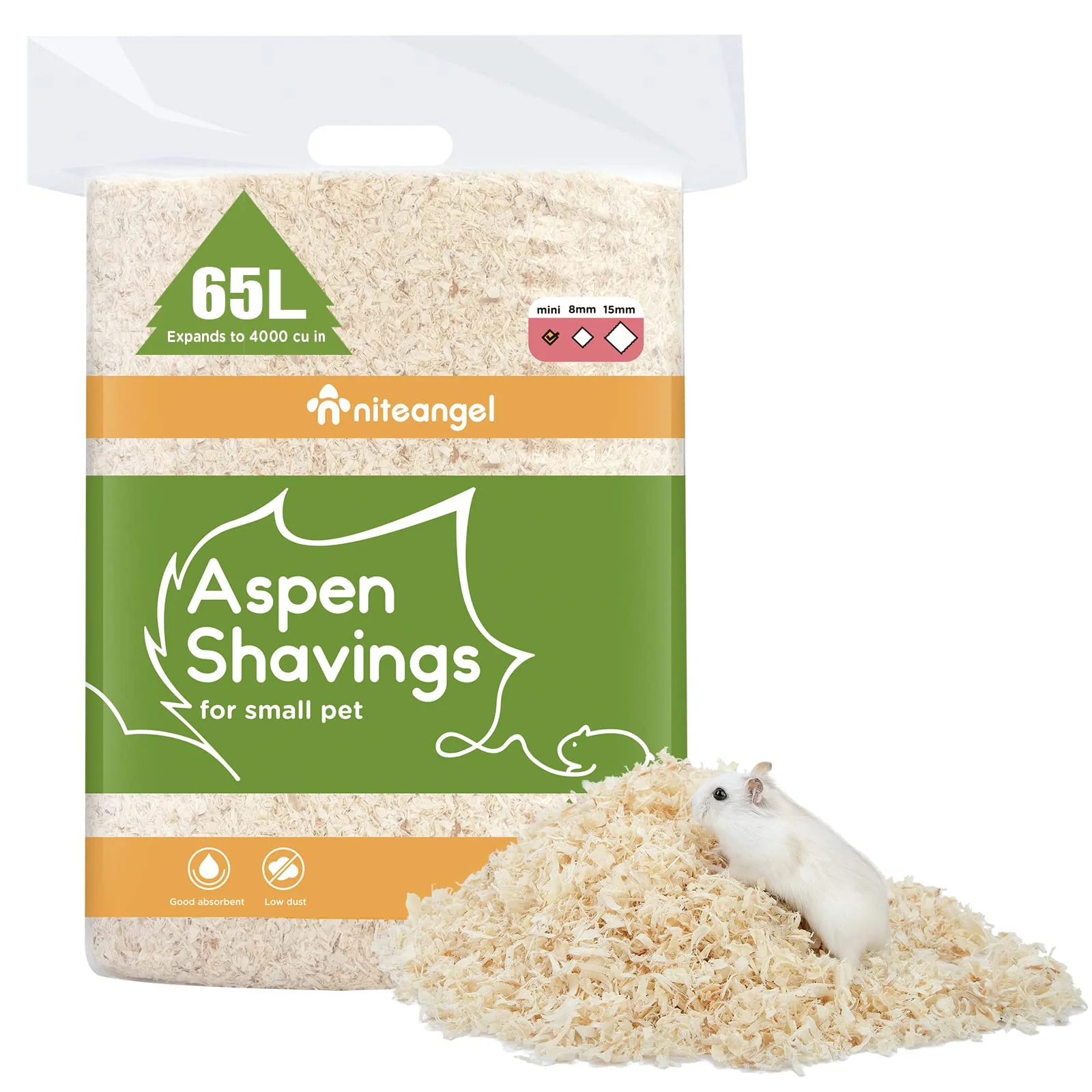 Traditional Niteangel Aspen Shaving Bedding 65L Mini for Small Pets – Dust- Absorbent Luxury