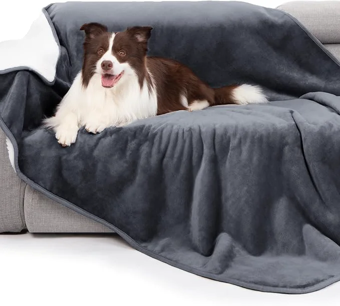 Convenient gogobunny Waterproof Bed Blanket Reversible Sherpa Fleece Throw Blanket Comfortable