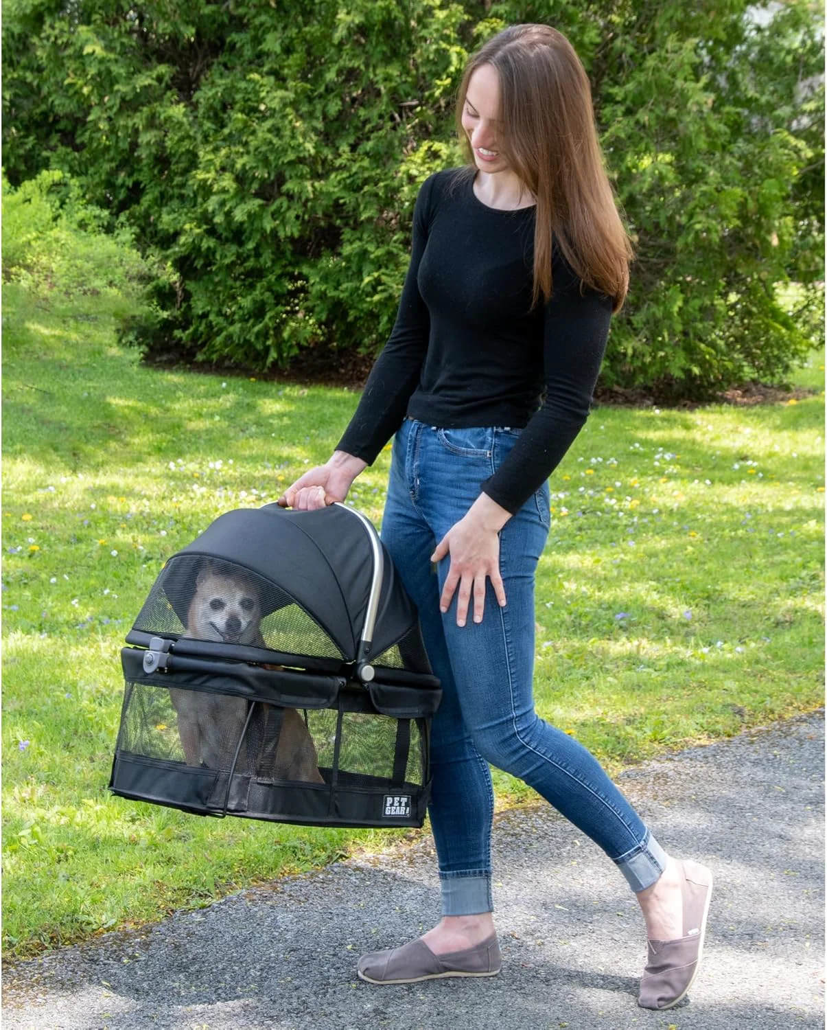 Professional Pet Gear No-Zip View 360 Pet Safety Carrier Car Seat for Small Dogs Cats Push Button Entry View 360 20-inch Onyx Original Design