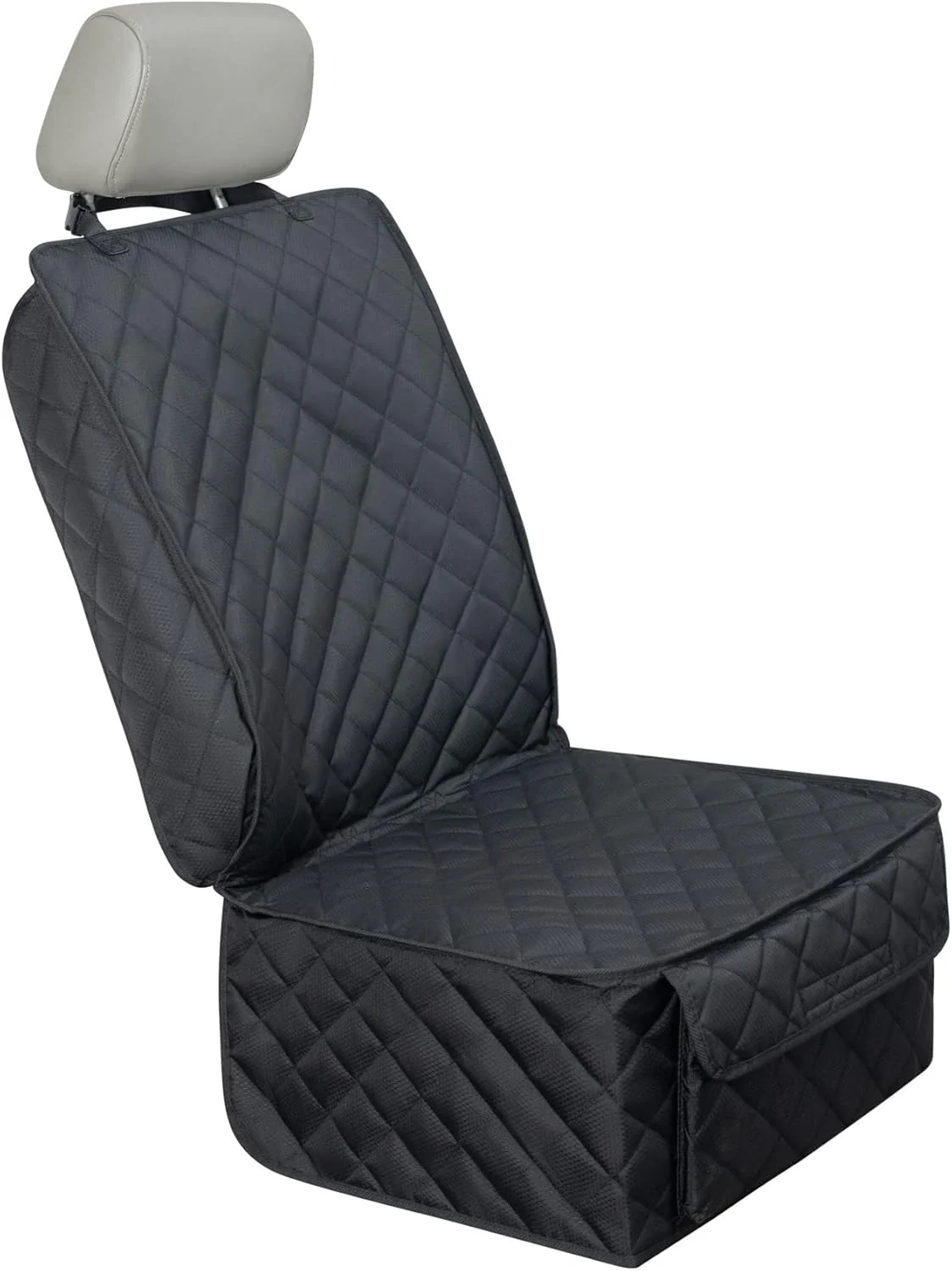 Traditional Waterproof Front Seat Cover Dog Car Seat Covers Nonslip and Full Protection with Side Flaps Fits Most Cars Trucks SU Black 1Pack Verified