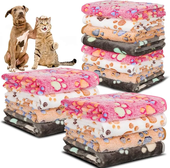 Casual 12 Pcs Small Dog Blanket Fleece Puppy Blankets Washable Pet Blankets Smooth