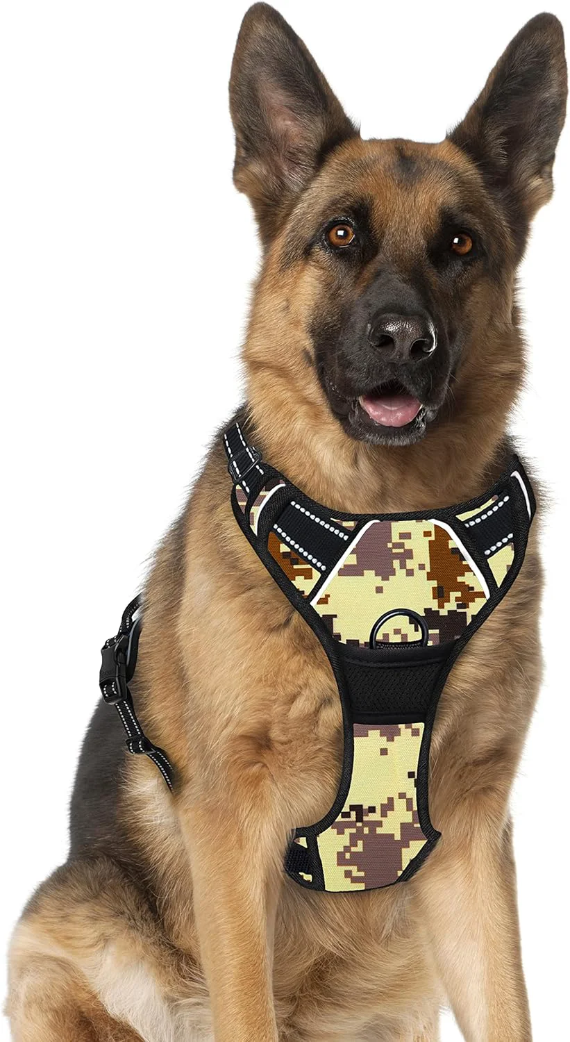 Versatile BARKBAY No Pull Dog Harness Large Step in Reflective Dog Harness with Front Clip and Easy Control Handle for Walking Training Running Desert camo XL Powerful