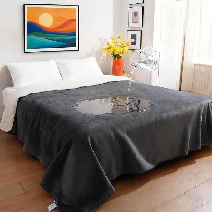 Safe Sunheir Waterproof Blanket for Bed Couch Reversible Soft Sherpa Fleece Fine Crafted