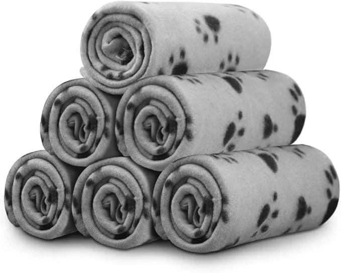 Carefully Designed Comsmart Dog Blankets for Small Dogs 6 Pack Puppy Blanket Cute Paw Print Pet Verified