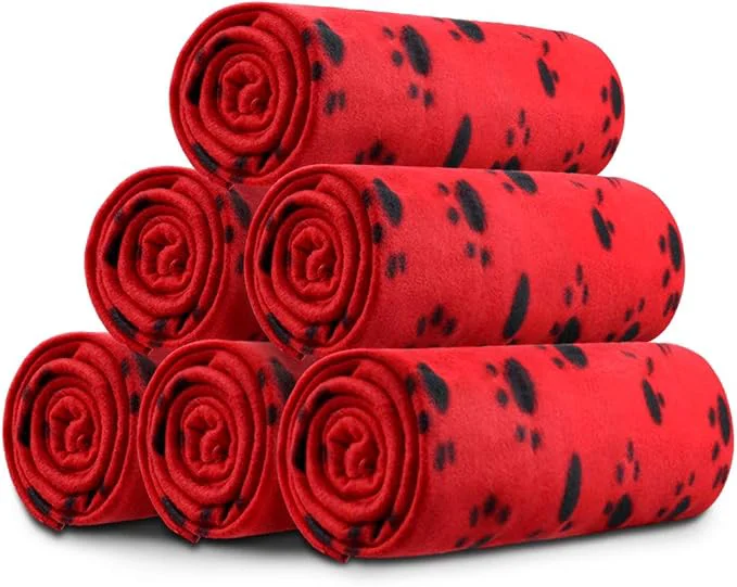 Excellent Comsmart Dog Blankets for Small Dogs 6 Pack Puppy Blanket Cute Paw Print Pet Fine Crafted