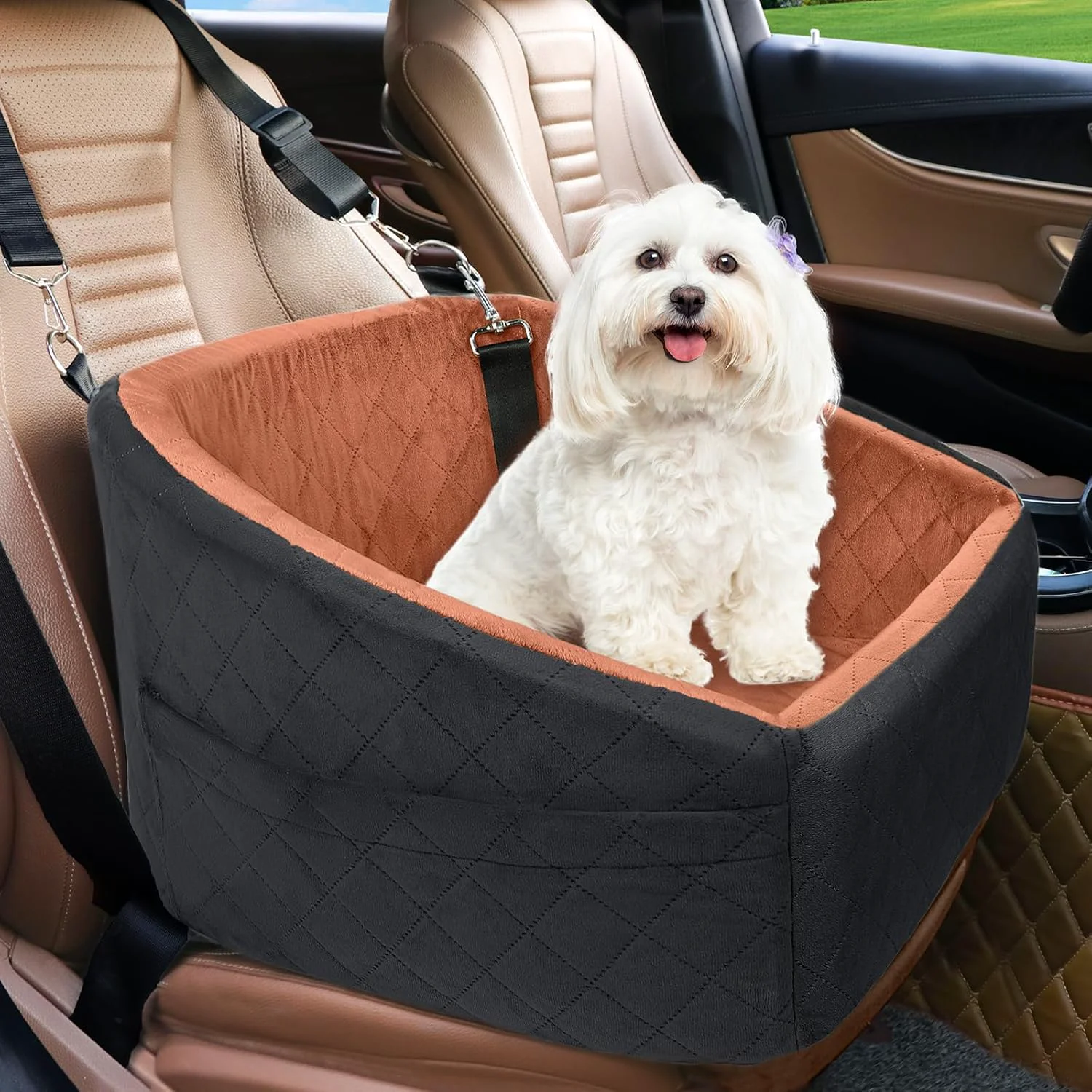 Verified Dog Car Seat for Small Medium Dogs Detachable Washable Dog Booster Seat Under 30lbs Pet Car Seats Travel Bed with Storage Pockets and Safety Belt Black Z Exceptional
