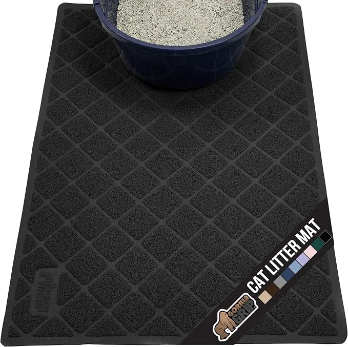 Casual GORILLA GRIP Cat Litter Box Mat Water Resistant US Designed Kitty Litter Detailed