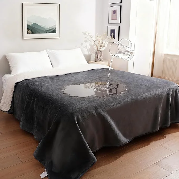 User-Friendly Sunheir Waterproof Blanket for Bed Couch Reversible Soft Sherpa Fleece Relaxed