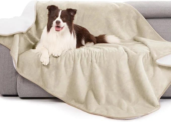 Reusable gogobunny Waterproof Bed Blanket Reversible Sherpa Fleece Throw Blanket Premium