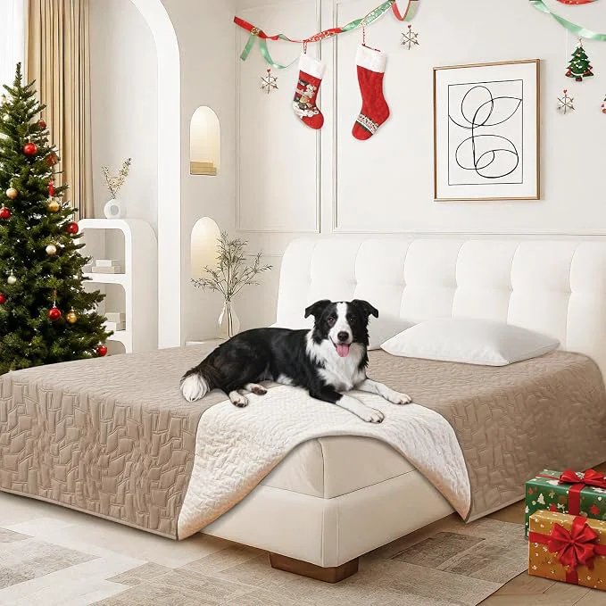 Recyclable Waterproof Dog Blanket Non-Slip Soft Pet Bed Cover Couch Cover Natural