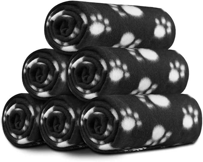 Luxury Comsmart Dog Blankets for Small Dogs 6 Pack Puppy Blanket Cute Paw Print Pet Elegant