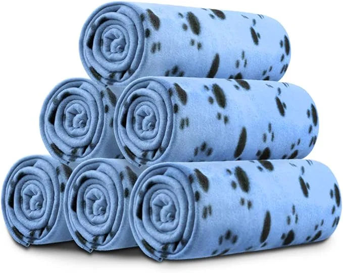 Trendy Comsmart Dog Blankets for Small Dogs 6 Pack Puppy Blanket Cute Paw Print Pet Effective