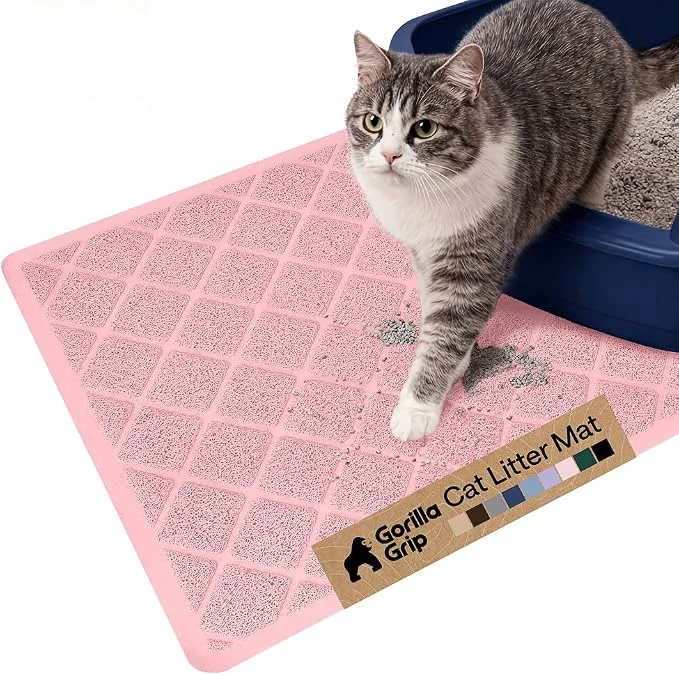 Advanced GORILLA GRIP Cat Litter Box Mat Water Resistant US Designed Kitty Litter Certified