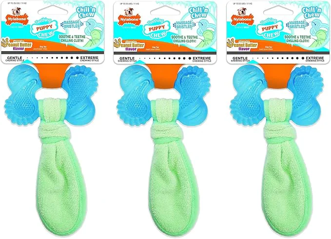 Secure Nylabone 3 Pack of Chill 'n Chew Puppy Teething Toys Allergen- Peanut Specialty