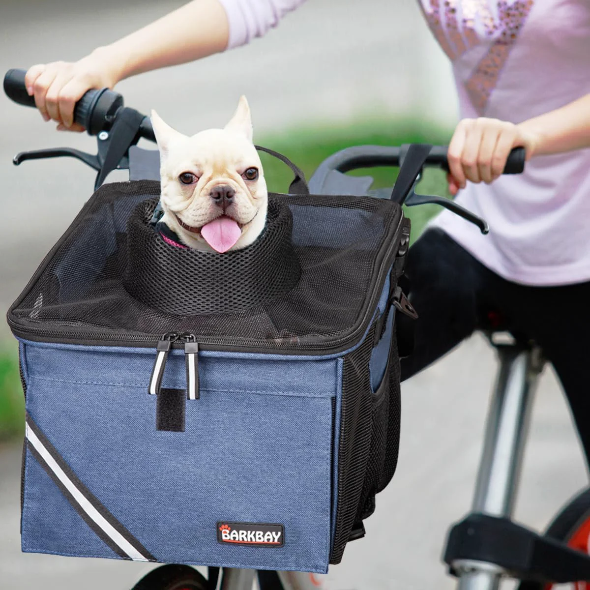 Effective Pet Carrier Bicycle Basket Bag Pet Carrier Booster Backpack for Dogs and Cats with Big Side Pockets Comfy Padded Shoulder Strap Travel with Your Pet Safety（Classic Blue） Minimalist