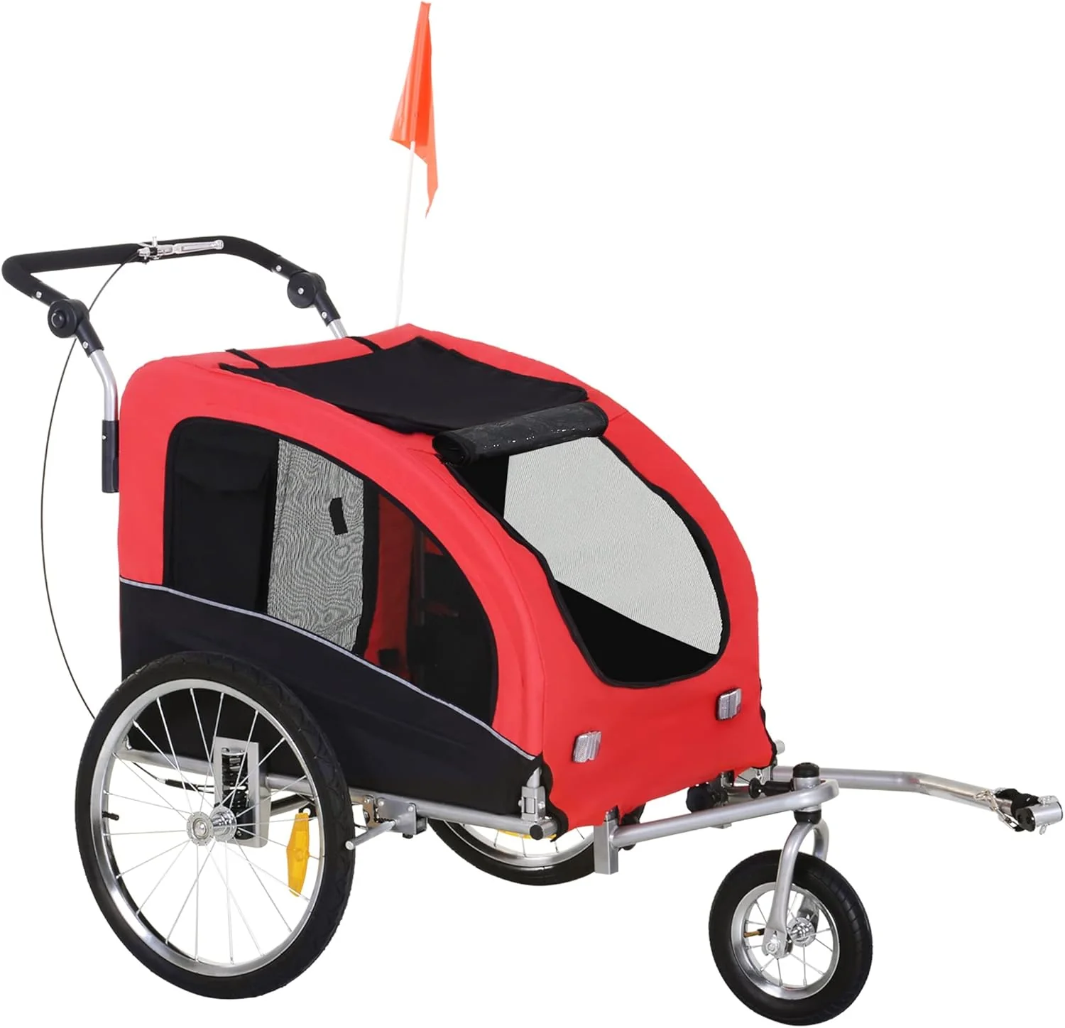 Pure Aosom Dog Bike Trailer 2-in-1 Pet Stroller with Canopy and Storage Pockets Proven