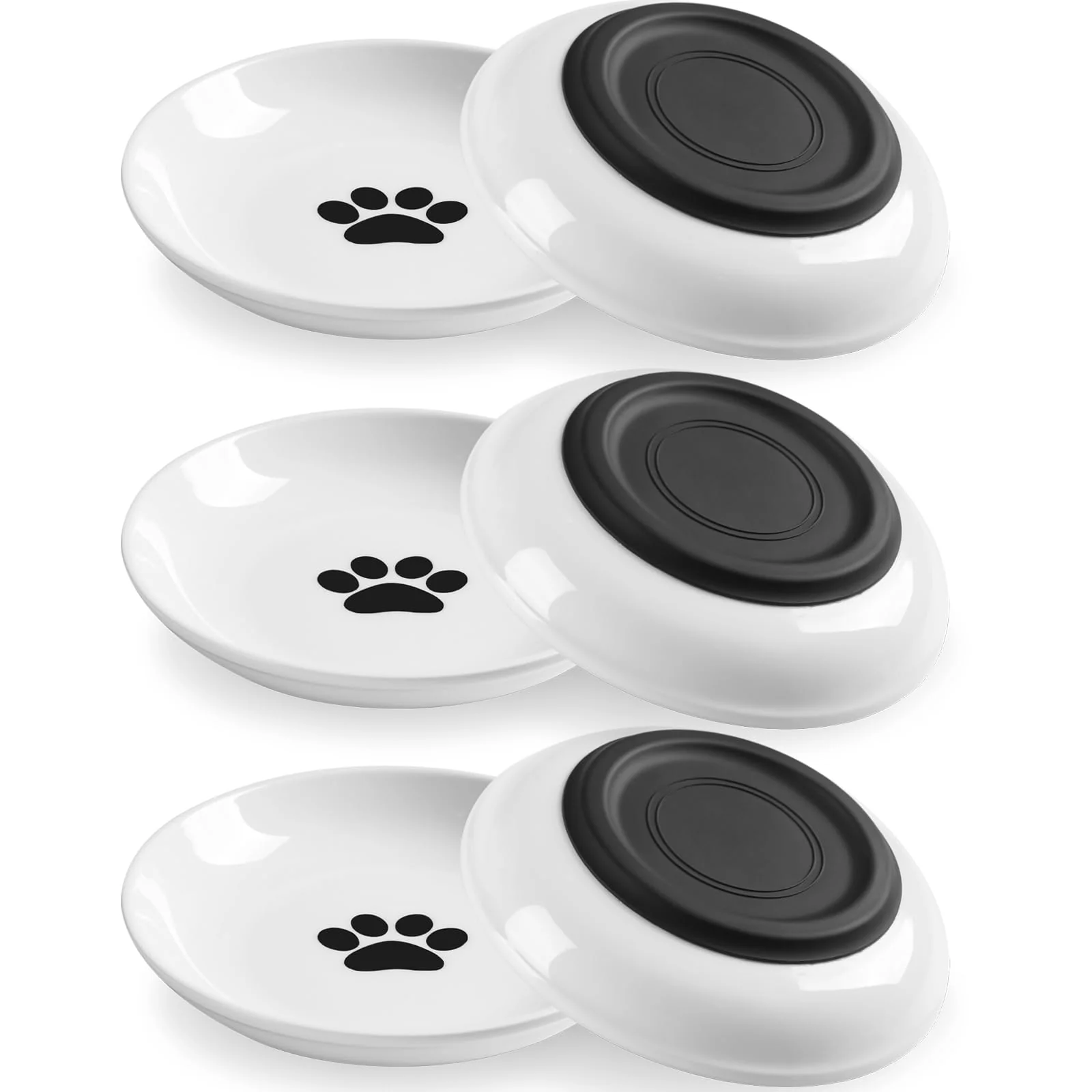 Fine WROSWT Cat Food Bowl 6-Pack – Healthy Ceramic Wide Shallow Design Non-Slip Base Excellent