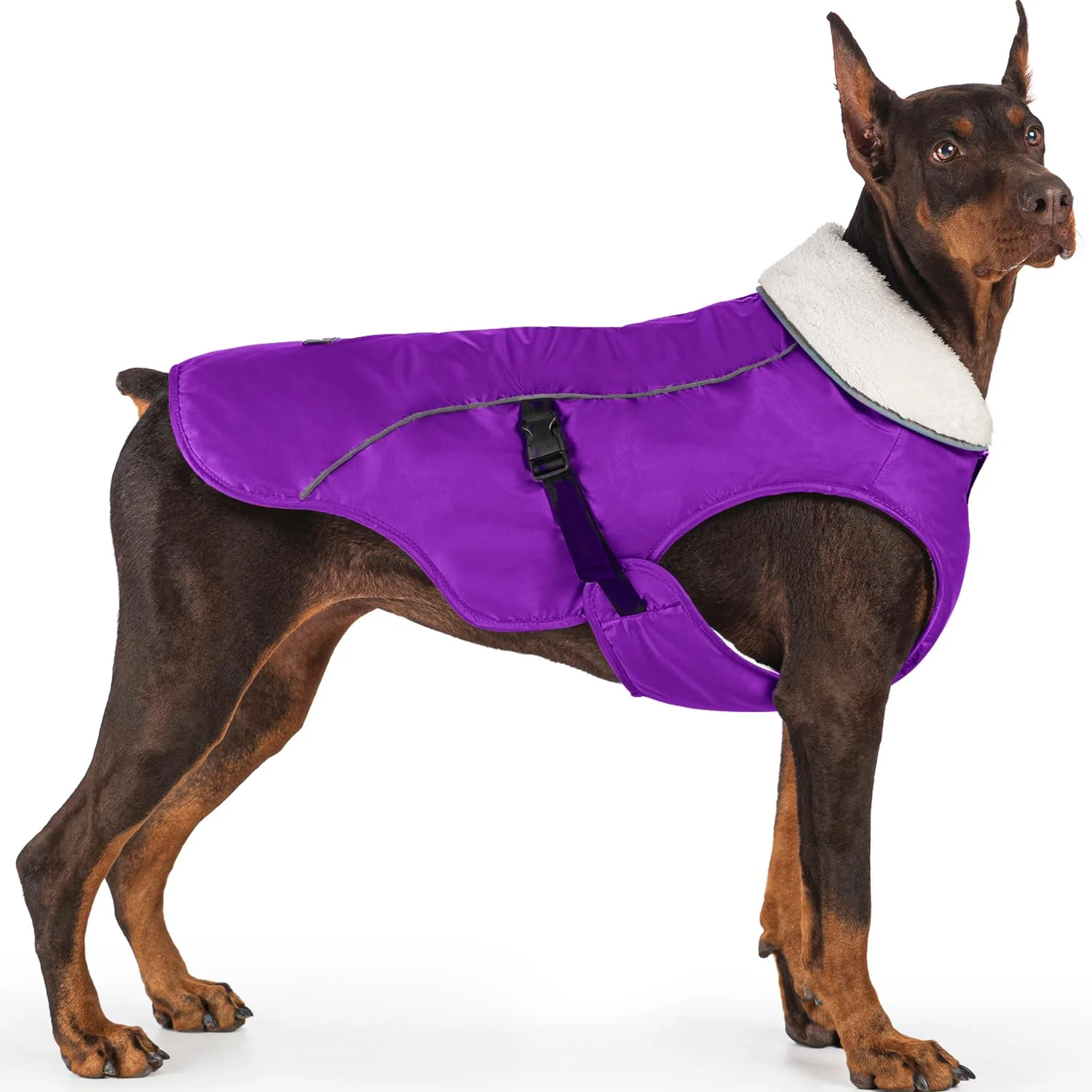 Traditional EMUST Dog Winter Coat – Waterproof Fleece-Lined Harness Zip 6 Sizes Purple XL Green