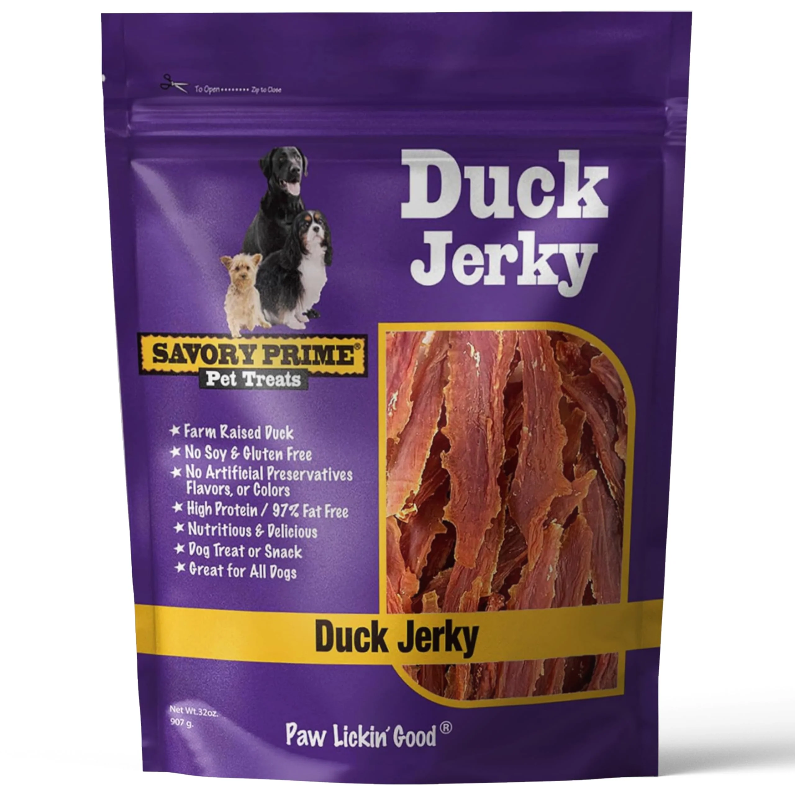 Organic Savory Prime Duck Jerky Dog Treats - 2 lb Pack Duck Breast High Protein Fast