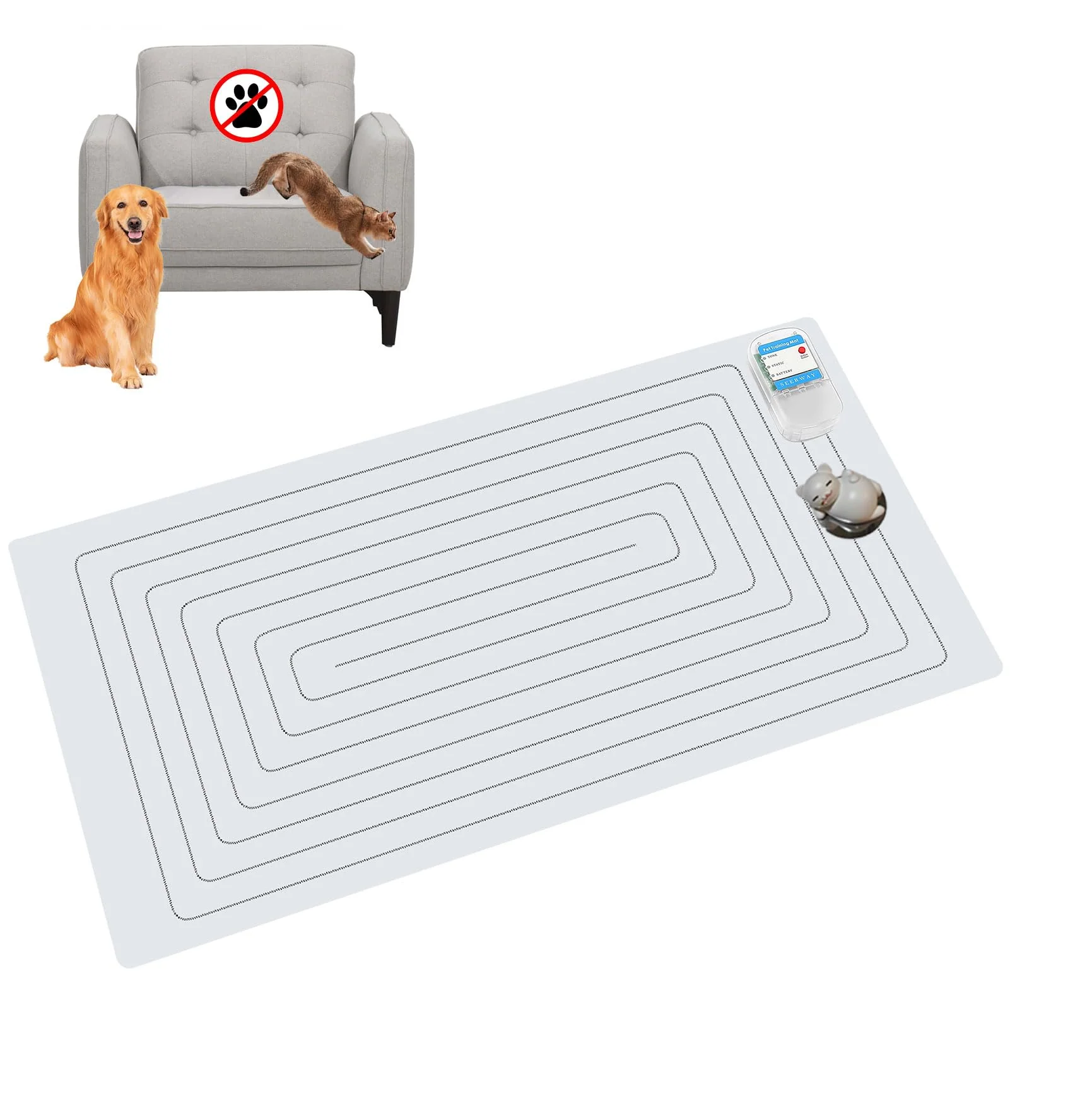 Refined SEERWAY Electronic Pet Training Mat with Tester – 3 Modes Static Beep Static Beep – Battery Powered Modern