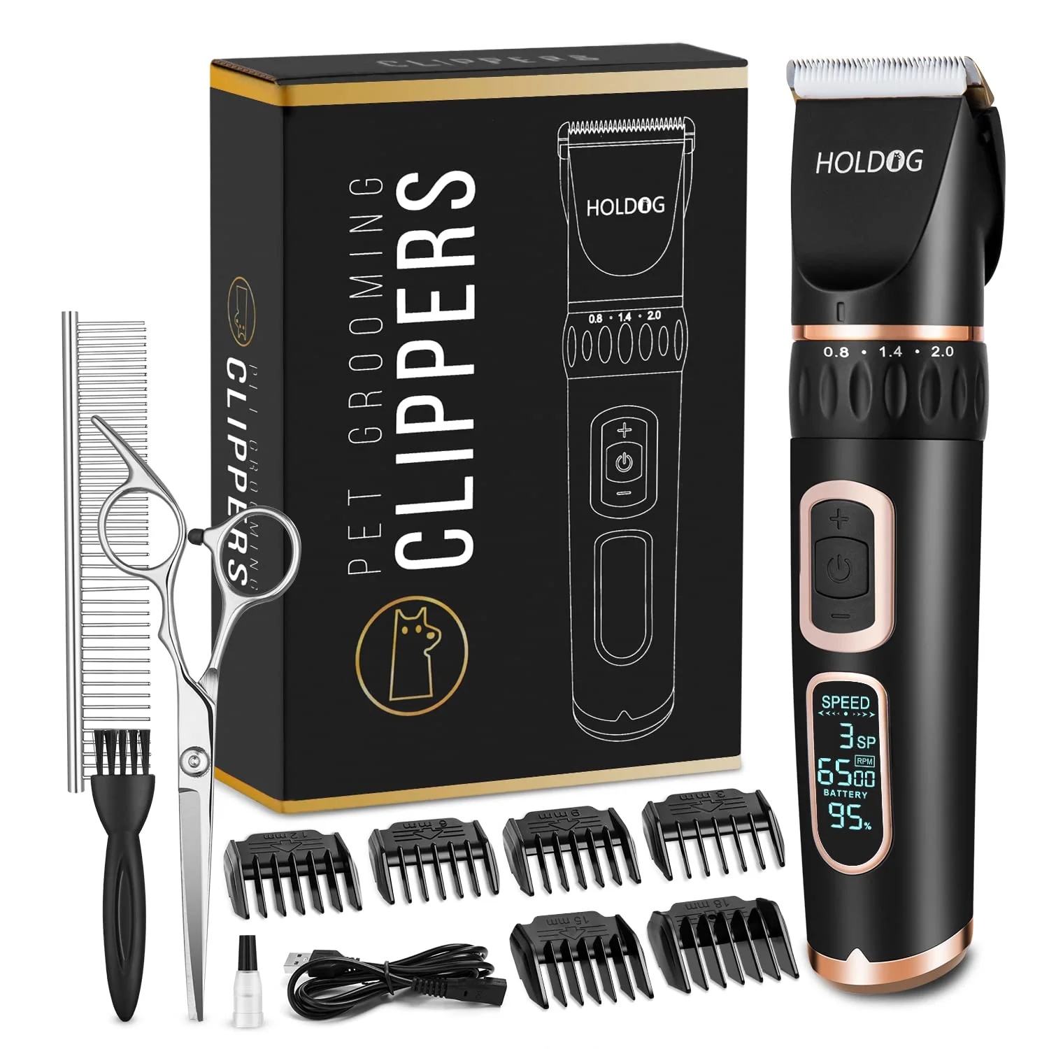 Luxury Holdog Dog Clippers – Heavy-Duty 3-Speed Cordless Grooming with Low Noise Exceptional