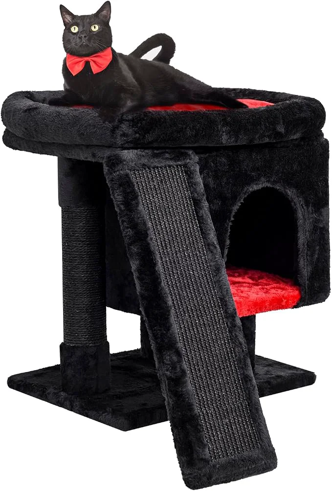 Stylish SYANDLVY Gothic Cat Tree with Coffin Bed Secure