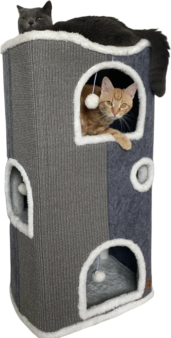 Easy-to-Use 4-Level Cat House for Indoor Cats Covered Cat Beds and Furniture Flexible