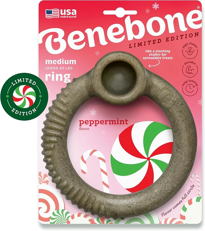 Superior Benebone Peppermint Ring – Limited Edition Holiday Flavor Durable Chew Toy Carefully Designed