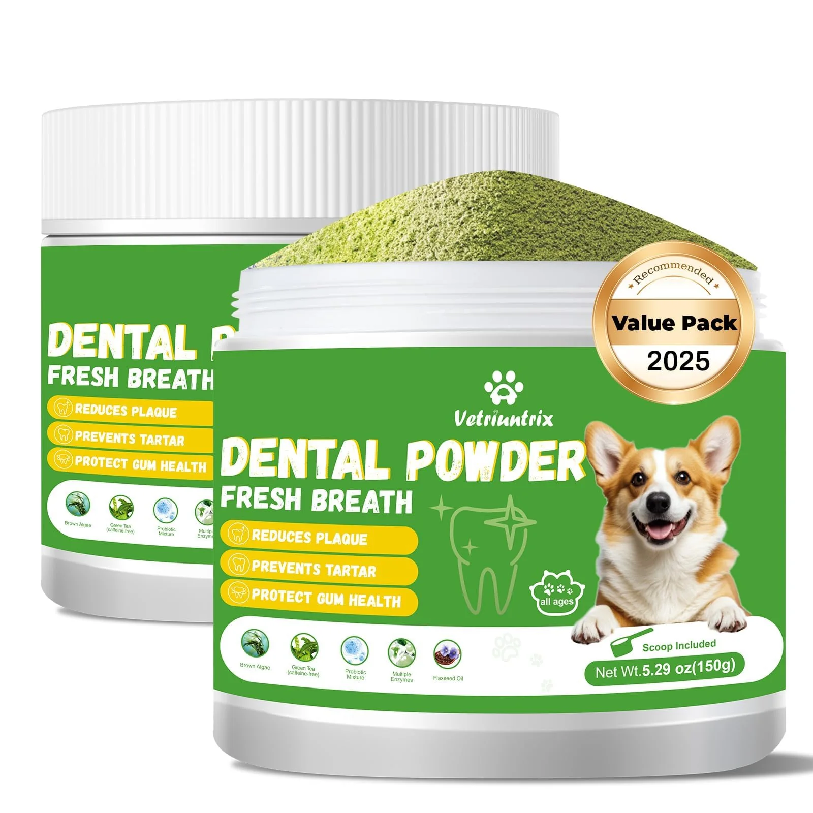 Stylish Vetriuntrix Dog Dental Care Powder - 300g Probiotics Enzymes for Fresh Breath Flexible