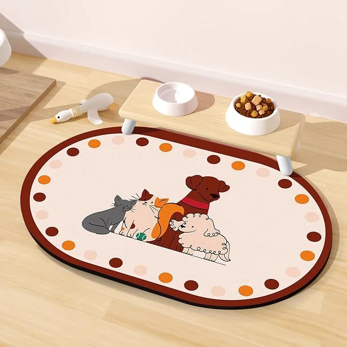 Powerful Dog Feeding Mat 24''x16'' Absorbent Pet Food Mat No Stains Quick Dry Pet Sophisticated