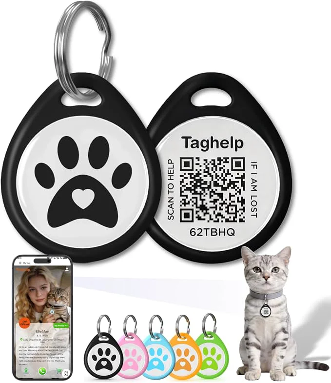 Stylish QR Code Cat ID Tag for Collar Smart Pet ID Genuine